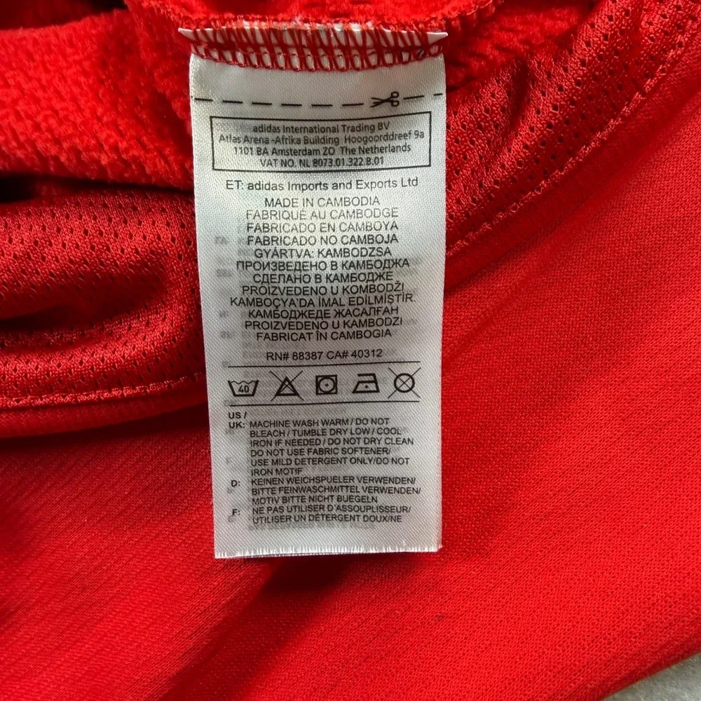 Adidas Mens Red Performance Logo Hoodie Sweatshirt Size Large RN 88387 CA 40312
